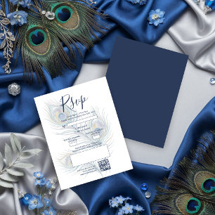 Cartons Réponse Plumes de Paon de Mariage à l'Aquarelle Éthérée TL