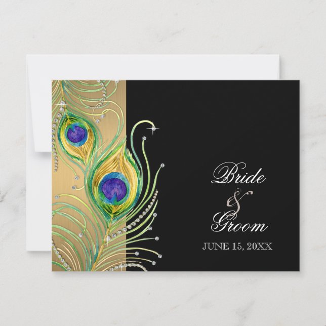 Cartons Réponse Plumes de paon moderne Faux Jewel Scroll Swirl (Devant)