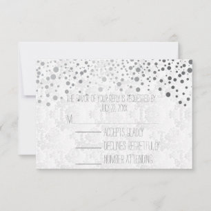 Cartons Réponse Points En Argent Confetti Élégants   Blanc