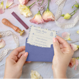 Cartons Réponse Pois de senteur floral bleu et crème