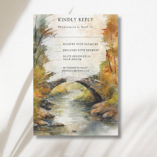 Cartons Réponse Pont de pierre rivière feuilles d'automne mariage