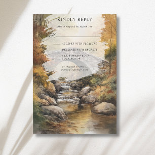 Cartons Réponse Pont de pierre rivière feuilles d'automne mariage