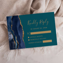 Porte d'or bleu marine moderne Mariage Turquoise C