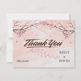 Cartons Réponse Poster Mariage rose Fleur de cerisier Fleur Merci