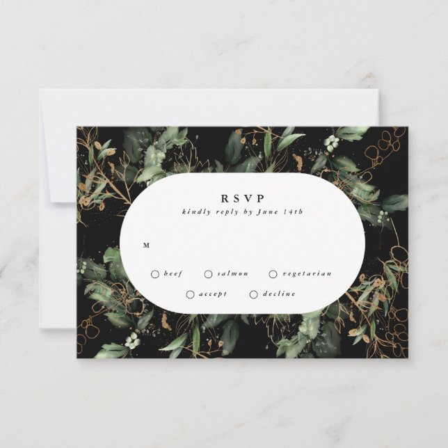 Cartons Réponse Premium Black Gold Botanique Eucalyptus Oval (Devant)