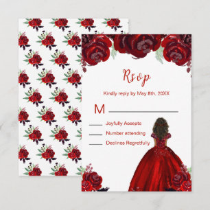 Cartons Réponse Princesse à la peau foncée Fleurs rouges florales