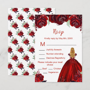 Cartons Réponse Princesse aux Cheveux Blonds Fleurs Florales Rouge