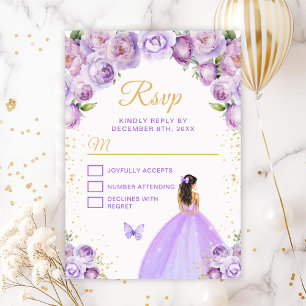 Cartons Réponse Princesse aux cheveux bruns violets clair et or