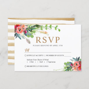 Cartons Réponse Printemps Rustique Boho Floral Aquarelle Mariage R