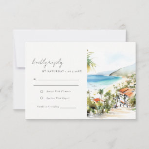 Cartons Réponse Puerto Vallarta Mexique Paysage Aquarelle Mariage