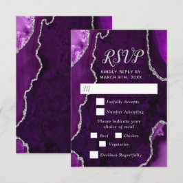 Cartons Réponse Purple and Silver Agate Wedding Meal Choice