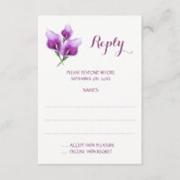 Purple Calla Lily Monogramme Mariage Réponses Cart