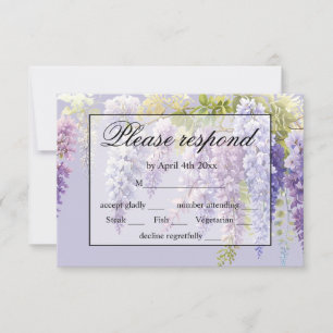 Cartons Réponse Purple lavande aquarelle glycine florale lilas