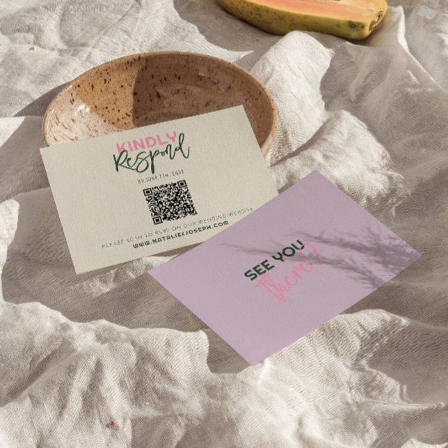 Cartons Réponse QR Code manuscrit Whimsical Unique Mariage (Créateur téléchargé)