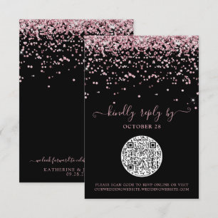 Cartons Réponse QR Code Rose noir Gold rose Parties scintillant ma