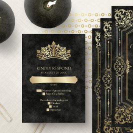 Cartons Réponse Quinceanera de la Couronne de Tiara noire