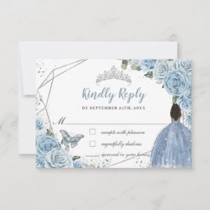 Cartons Réponse Quinceañera Doux Bleu Floral Brown Princesse