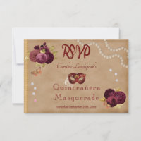 Quinceañera Red Masquerade Bourgogne Rose anglais