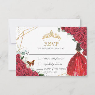 Cartons Réponse Quinceañera Sweet 16 15 Anniversaire Roses Rouges