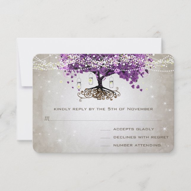 Cartons Réponse Radiant Violet Romantique Mariage de la feuille de (Devant)