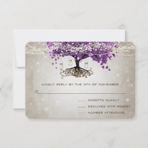 Cartons Réponse Radiant Violet Romantique Mariage de la feuille de