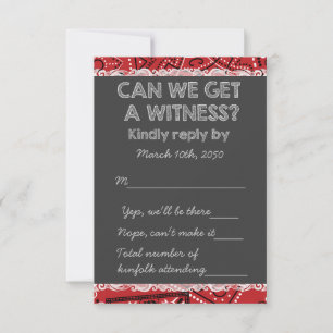 Cartons Réponse Red Bandana Rustic Chalkboard Mariage campagnard R
