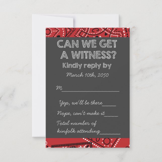 Cartons Réponse Red Bandana Rustic Chalkboard Mariage campagnard R (Devant)