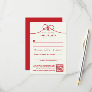 Cartons Réponse Red Knot Union Double Bonheur Mariage chinois