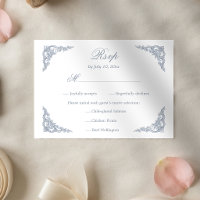 Repas de mariage baroque bleu poussiéreux avec scr