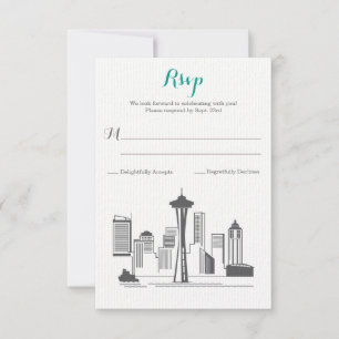 Cartons Réponse Répondez au mariage de la skyline de Seattle