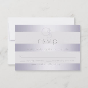 Cartons Réponse Répondre    Monogramme2 rayures argent violet scin