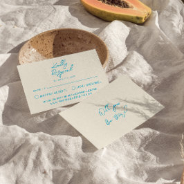 Cartons Réponse Retro Bleu Main Écrit amusant Mariage gras