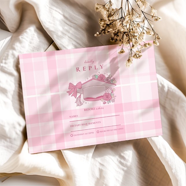 Cartons Réponse Retro Coquette Pink Bow Graduation (Créateur téléchargé)