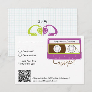 Cartons Réponse Rétro Indie Mixtape Mariage Purple & Lime