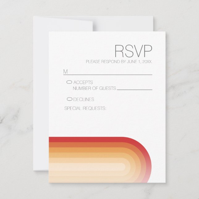 Cartons Réponse Retro Stripes - Terra Cotta Sunset Mariage moderne (Devant)