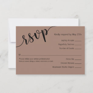 Cartons Réponse Riche Amour Noir Mocha Script Minimal Mariage