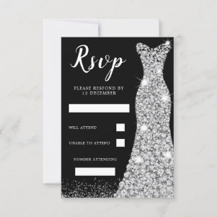 Cartons Réponse Robe à paillettes diamant Anniversaire Mariage Noi