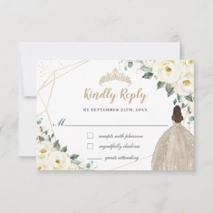 Cartons Réponse Robe de Quinceañera Champagne Fleurie Blanc d'Ivoi
