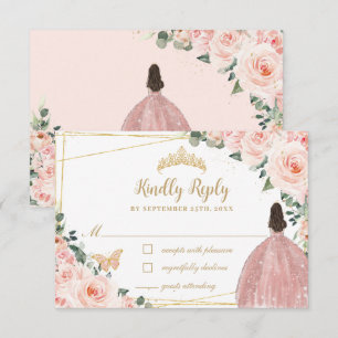 Cartons Réponse Robe de Quinceañera, Papillon bleu rose floral
