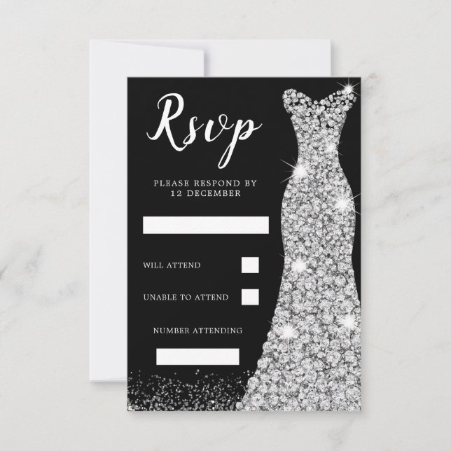 Cartons Réponse Robe étincelante Diamond Noir de fête d'anniversai (Devant)