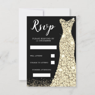 Cartons Réponse Robe noire de mariage de fête d'anniversaire de pa