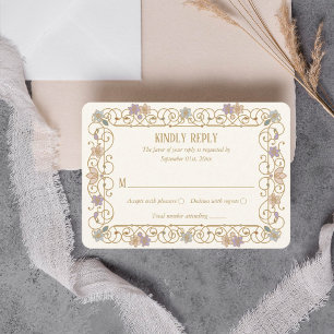 Cartons Réponse Rococo Revival Élégant Mariage Floral Vintage