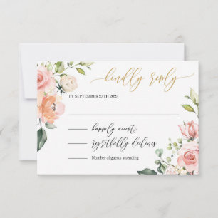Cartons Réponse Romantic blush rose floral or script boho