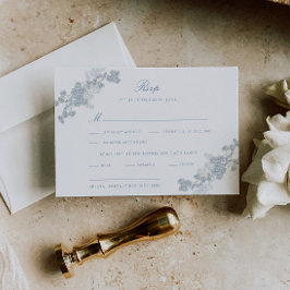 Cartons Réponse Romantique bleu doux Vintage Floral Mariage