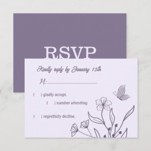 Cartons Réponse Romantique élégant mariage floral mauve