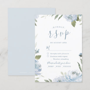 Cartons Réponse Romantique jardin bleu poussiéreux mariage floral