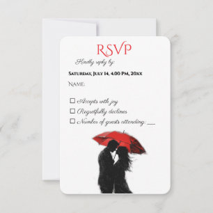 Cartons Réponse Romantique Parisien Parapluie Rouge Love Silhouett