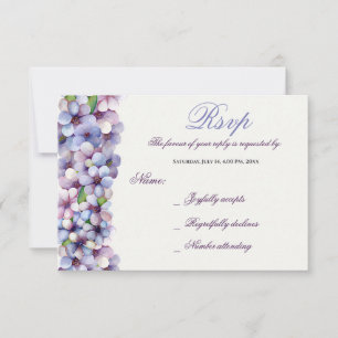 Cartons Réponse Romantique Poétique Lilac Aquarelle Mariage Floral