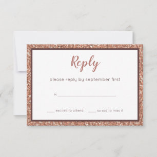 Cartons Réponse Rose bat mitzvah Gold Modern Faux Parties scintill