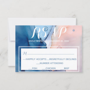 Cartons Réponse *~* Rose Bleu Rêveur Aquarelle Moderne Tendance